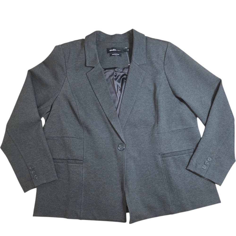 Torrid Studio 3X Gray Stretch Blazer NWOT Career Office Work Jacket Plus